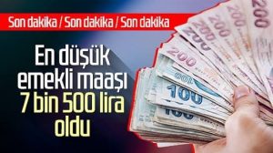 Buna göre; -En düşük emekli aylığı 7 bin 500 TL,