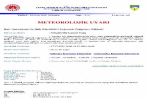 Meteoroloji Genel Müdürlüğü’nden yağış uyarısı geldi. Zonguldak Valiliğinden açıklanan verilere