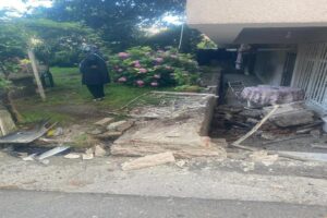 Zonguldak’ın Ereğli ilçesinde meydana gelen trafik kazasında otomobil evin bahçe