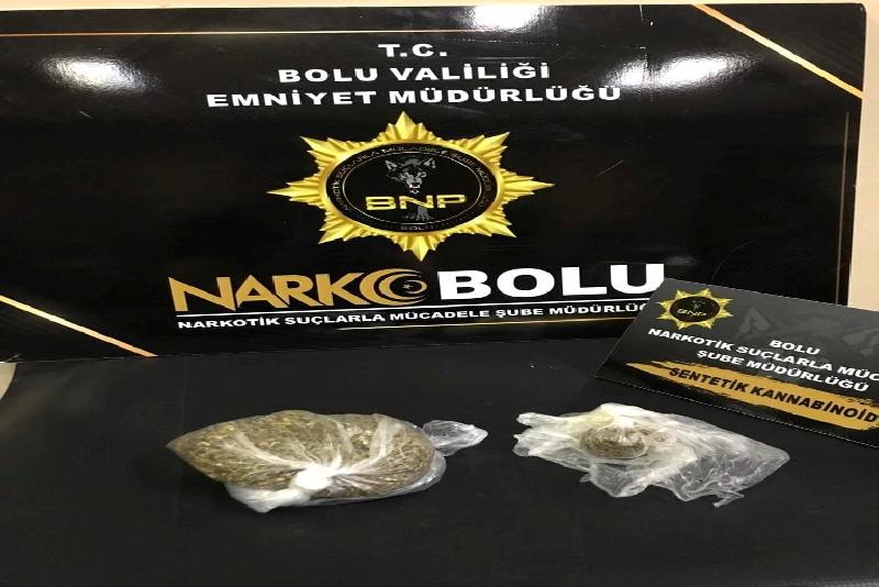 Bolu’da narkotik polislerinin yolcu otobüslerine yönelik yaptığı uygulamada bir kişinin
