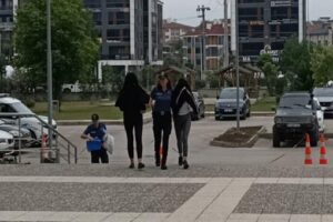 Bolu’da keşif yaptıkları bir apartmana ellerini kollarını sallayarak girip ayakkabı