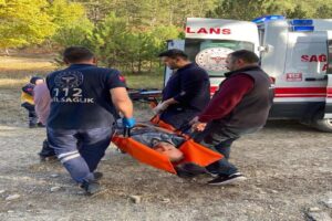 Bolu’nun Mudurnu ilçesinde ormanda kalp rahatsızlığı geçirerek yerde hareketsiz şekilde