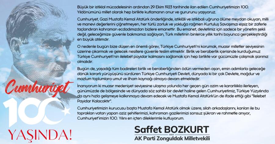 Ak Parti Zonguldak Milletvekili Saffet Bozkurt , Cumhuriyetin 100. Yılı