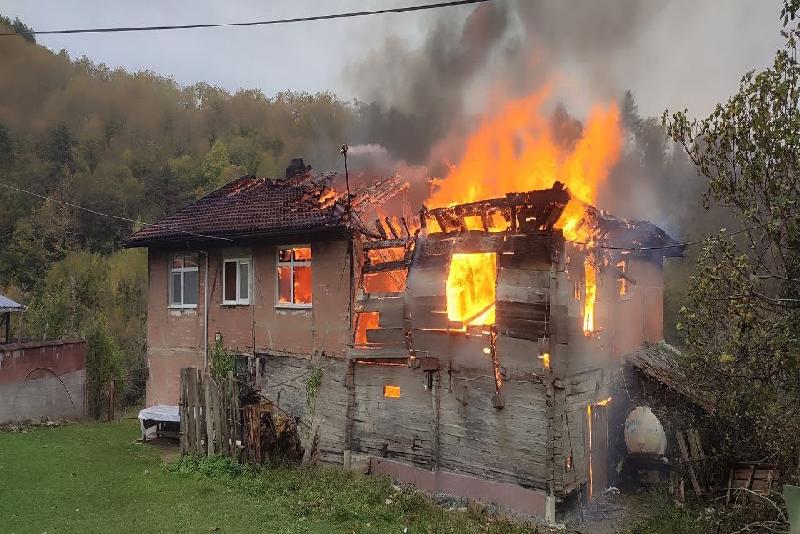 Bartın’da çıkan yangında 2 ev kül oldu