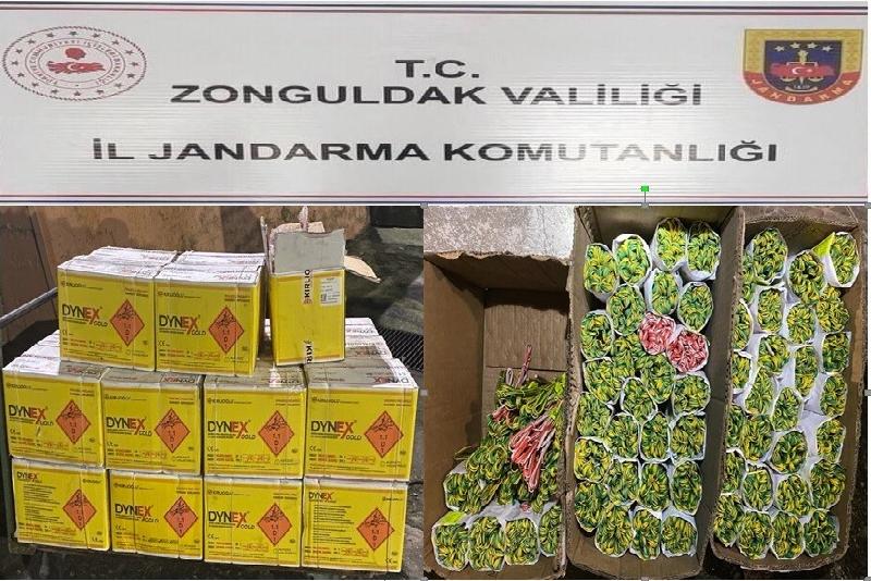 Zonguldak’ta jandarma ekiplerince yapılan operasyonda 579 kilogram dinamit ele geçirildi.