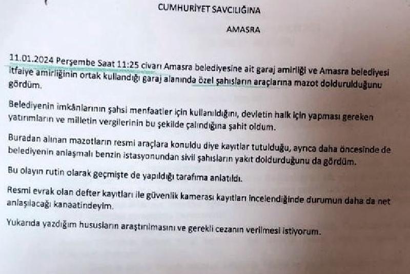Bartın’ın Amasra ilçesinde savcılığa posta yolu ile gönderilen ve Amasra