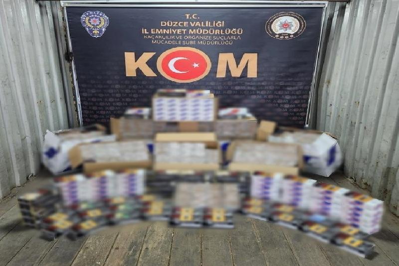 DÜZCE(İHA) –Düzce’de Polis ve Jandarma ekiplerince yapılan operasyonlarda makaron, kaçak