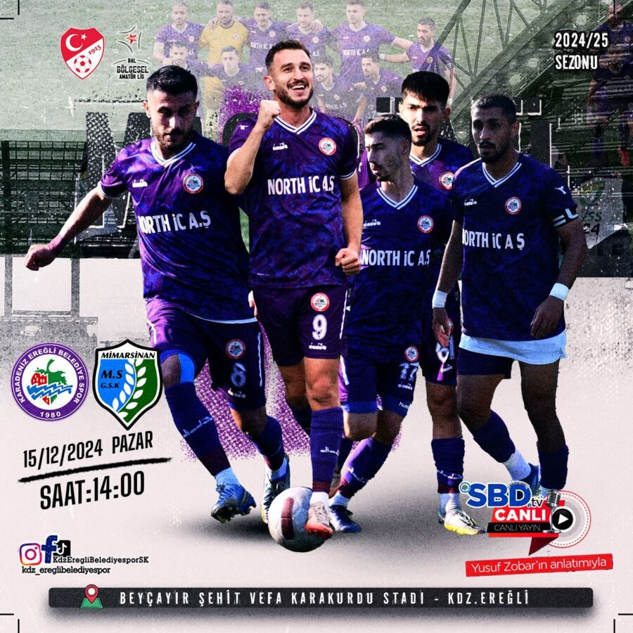 Kdz.Ereğli Belediyespor 13. Hafta karşılaşmasında, 15 Aralık Pazar Günü Şehit