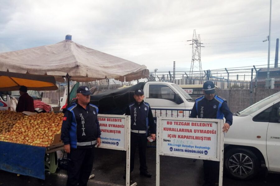 Kdz. Ereğli Belediyesi Zabıta Müdürlüğü ekipleri gelen şikayetler üzerine pazar