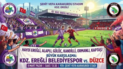 Ereğli’de Dev Maç Öncesi Tek Yürek Sesleri: “Haydi Maça!” Nesine 3.lig 3.grupta mücadelesini sürdüren Kdz. Ereğli Belediyespor, 8 Mart