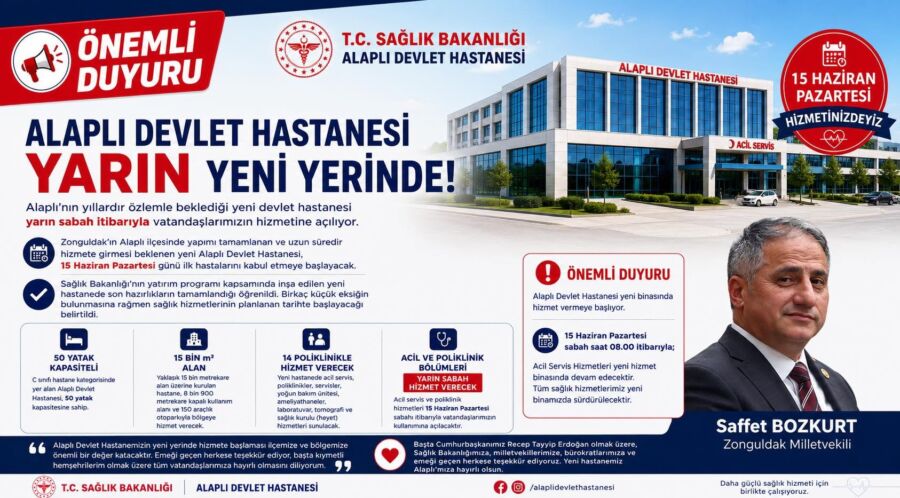 Alaplı Devlet Hastanesi yarın kapılarını açıyor… Alaplı ilçesinin yıllardır büyük bir özlem ve heyecanla gün saydığı