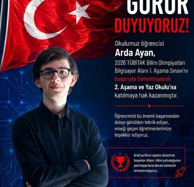 Zonguldak’ın Ereğli ilçesinde eğitim gören lise öğrencisi Arda Ayan, TÜBİTAK