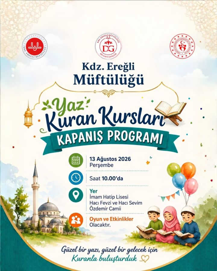 Karadeniz Ereğli Müftülüğü tarafından yaz boyunca sürdürülen Yaz Kur’an Kursları
