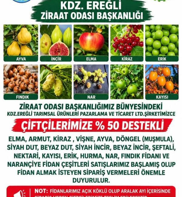 Karadeniz Ereğli Ziraat Odası Başkanlığı, bünyesindeki tarımsal şirket aracılığıyla çiftçilere